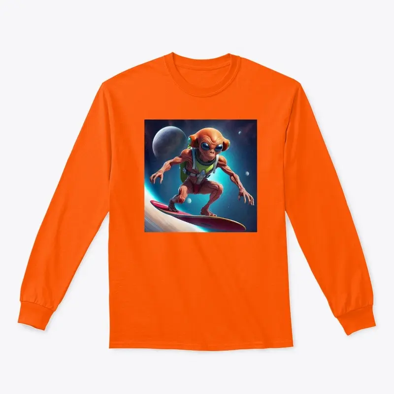 Orange Alien Surfing by Cosmic Threads